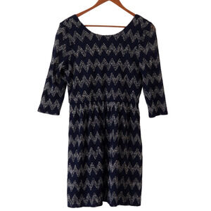 Ruby Rox chevron Blue dress neckline back - Size L